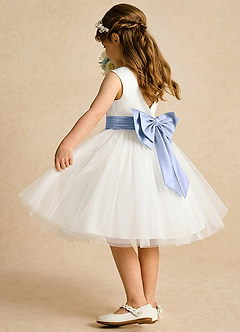 Azazie Sosie Jurken voor bloemenmeisjes A-Lijn Jurk van Tule Geplooid Ivoor Ijs image4