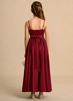 Azazie Pebbles Girl Flower Girl Klänningar Klä A-Line i Matt satäng Plisserad image3