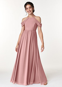 Azazie Seneca Junior Dusty Rose A-Line Off the Shoulder Chiffon Dress image3