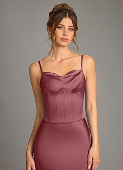 Azazie Reverie Bridesmaid Dresses Desert Rose Mermaid Corset Stretch Satin Dress image5