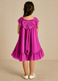 Azazie Tot Vendita Finale Abito A-Line in Chiffon Con Maniche Fucsia image2
