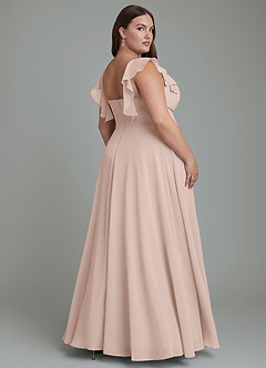 Azazie Leilani Robes de demoiselle d'honneur Robe Trapèze en Mousseline de soie Plissé Rose Anglais image3