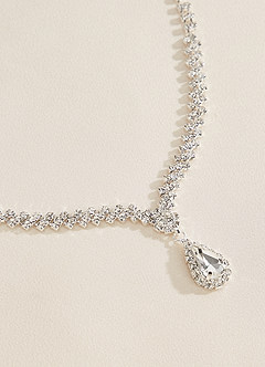 front Shiny Drop Shaped Rhinestone Jewelry Set