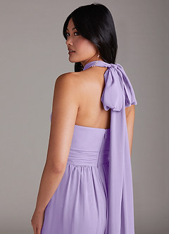Azazie Lamara Bridesmaid Dresses Lilac Off the Shoulder Chiffon Convertible Jumpsuit image11