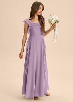 Azazie Carmin Junior Klä av A-Line i Chiffong Rynkad image6