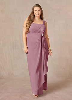 Azazie Weisz Mother of the Bride Dresses Vintage Mauve A-Line Square Neckline Pleated Chiffon Dress image10
