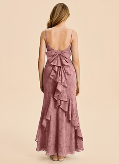 Azazie Lioren Junior Dusty Rose Mermaid Ruched Floral Burnout Dress image6