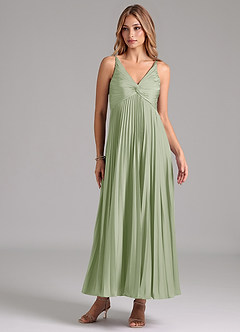 Azazie Raychelle Bridesmaid Dresses Dusty Sage A-Line Pleated Stretch Satin Dress image1