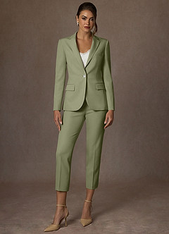 front Kennedy Pistachio Structured Stretch Pants Suit