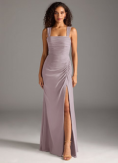 Azazie Jesaphine Bridesmaid Dresses Dusk Sheath Bow Chiffon Dress image5