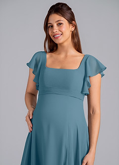 Azazie Bondi vestidos de dama de honor de maternidad Vestido de Corte En A Volante Hasta el suelo Gasa image5