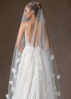 front 3D Flowers Cathedral Veil