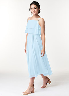Azazie Ensley Junior Sky Blue A-Line Pleated Chiffon Dress image3
