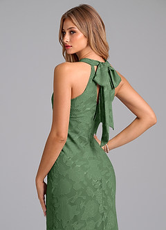 Azazie Doretta Bridesmaid Dresses Eucalyptus Mermaid Pleated Floral Burnout Dress image2