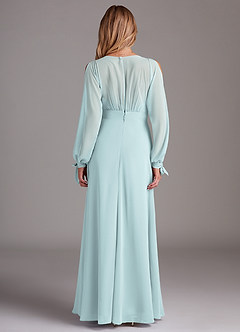 Azazie Matilda Bridesmaid Dresses Mist A-Line Long Sleeve Chiffon Dress image5