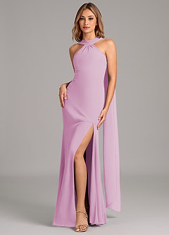 Azazie Kinsley Abiti da Damigella Abito Sirena in Chiffon Plissettato Rosa Confetto image4