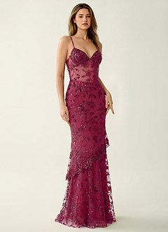 Fayerosa Burgundy Beading Sequin Embroidery Prom Dress image4