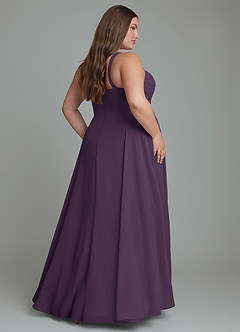 Azazie Shaude Bridesmaid Dresses Plum A-Line Pleated Chiffon Dress image7