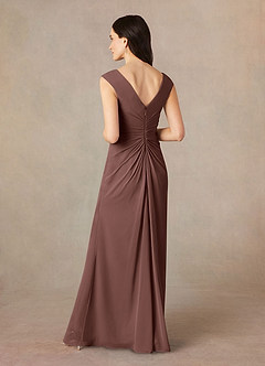 Azazie Sally Final Sale Black A-Line V-Neck Pleated Chiffon Dress image4