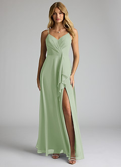 Azazie Akita Bridesmaid Dresses Dusty Sage A-Line Chiffon Dress image1