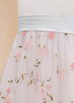 Azazie Pollie Flower Girl Dresses Blushing Pink White A-Line Bow Tulle Dress image14