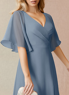 Azazie Cierra 신부 들러리 드레스 A라인 쉬폰 플로어 길이 드레스 image7