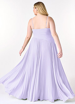 Azazie Vini Brautjungfernkleider A-Linie V-Hals Gefaltet Chiffon Kleid Flieder image9