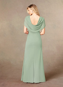 Azazie Luisa Mother of the Bride Dresses Dusty Sage Mermaid V-Neck Pleated Mesh Dress image2