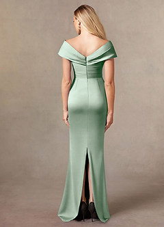 Azazie Ludlow Mother of the Bride Dresses Agave Mermaid Pleated Stretch Satin Dress image4