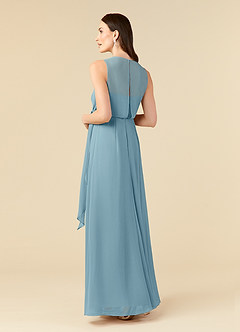 Azazie Marchioness Mother of the Bride Dresses Moody Blue A-Line Scoop Pleated Chiffon Dress image4