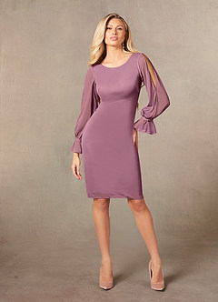 Azazie London Mother of the Bride Dresses Vintage Mauve Sheath Mesh Dress image3