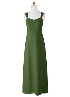 Azazie Denice Junior Olive A-Line Chiffon Dress image8
