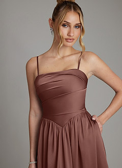 Azazie Zena Bridesmaid Dresses Espresso A-Line Strapless Stretch Satin Dress image2