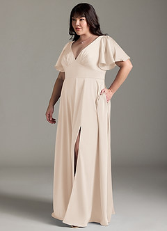 Azazie Kimber Bridesmaid Dresses White Alabaster A-Line Ruched Stretch Satin Dress image10