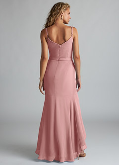 Azazie Summer Brautjungfernkleider Meerjungfrau-Linie Schaufel Kutte Chiffon Kleid Altrosa image2