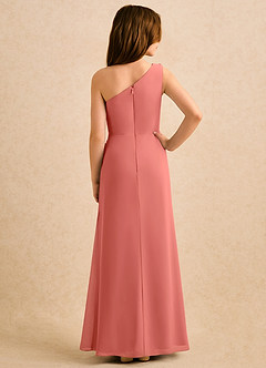 Azazie Sophie Girls Formal Flower Girl Dresses Salmon Pink Sheath One Shoulder Chiffon Dress image3