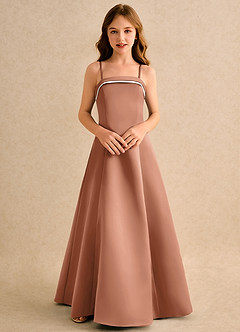 Azazie Izel Girls Formal Flower Girl Klänningar Klä A-Line i Matt satäng Plisserad image6