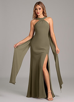 Azazie Kinsley Bridesmaid Dresses Willow Green Mermaid Pleated Chiffon Dress image5