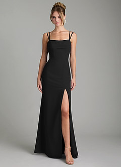 Azazie Egypt Bridesmaid Dresses Black Sheath Sweetheart Neckline Chiffon Dress image1