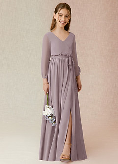 Azazie Angelica Junior Abito A-Line in Chiffon Plissettato Dusk image4