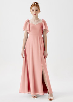 Azazie Chloe Junior Rosette A-Line Sweetheart Neckline Chiffon Dress image4