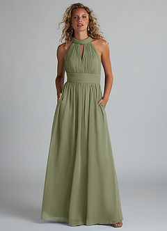 Azazie Camella Final Sale Cabernet A-Line Pleated Chiffon Dress image4