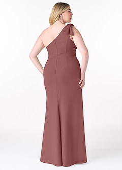 Azazie Rinna Bridesmaid Dresses Desert Rose Mermaid One Shoulder Stretch Crepe Dress image6
