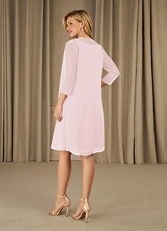 Azazie Shirley Mother of the Bride Dresses A-Line Scoop Pleated Chiffon Knee-Length Dress image2