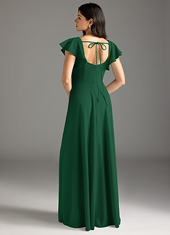 Azazie Bondi Bridesmaid Dresses Dark Green A-Line Ruched Stretch Crepe Dress image3