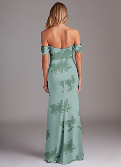 Azazie Saige Robes de demoiselle d'honneur Robe Fourreau en Satin extensible Épaule décolletée Fleurs De Sauge Poussiéreuse image10