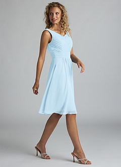 Azazie Grace Bridesmaid Dresses Sky Blue A-Line Pleated Chiffon Dress image4