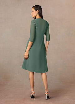 Azazie Olivia Mother of the Bride Dresses Sea Moss A-Line Square Neckline Pleated Chiffon Dress image2