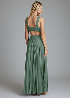 Azazie Hosanna Bridesmaid Dresses Eucalyptus A-Line Pleated Chiffon Dress image3