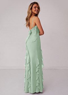 Barbie ♥ Azazie Bridesmaid Dresses Agave Sheath Bow Chiffon Dress image2